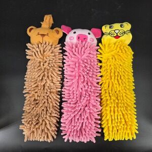 Norwex Kids Pet-to-Dry Chenille Microfiber Hand Towels Set of 3 Bear Pig Tiger